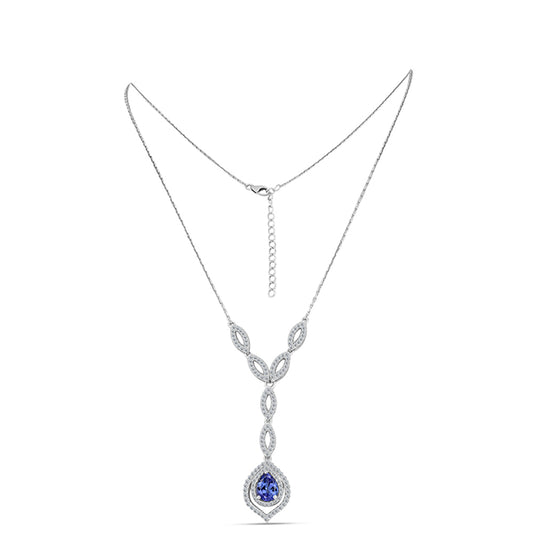 Colier din Argint 925 ( 6.09 grame ) cu Tanzanit și Topaz Alb 2.49 Carate