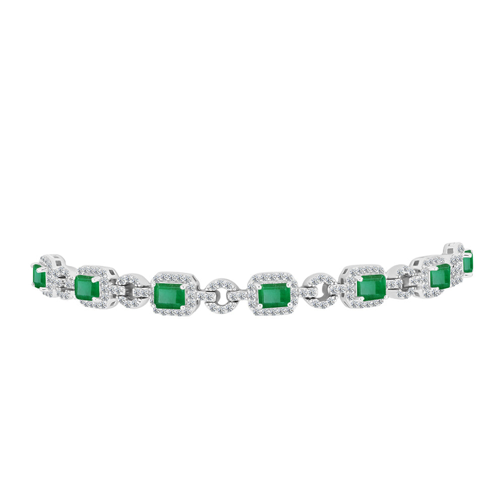 Brățară din Argint 925 ( 9.02 grame ) cu Smarald Brazilian și Topaz Alb 4.44 Carate