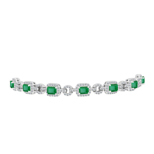 Brățară din Argint 925 ( 9.02 grame ) cu Smarald Brazilian și Topaz Alb 4.44 Carate