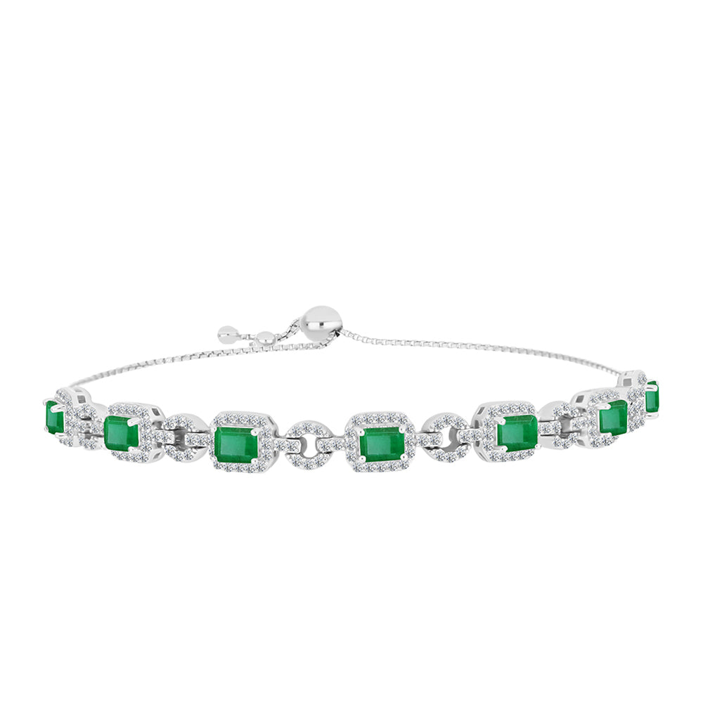 Brățară din Argint 925 ( 9.02 grame ) cu Smarald Brazilian și Topaz Alb 4.44 Carate