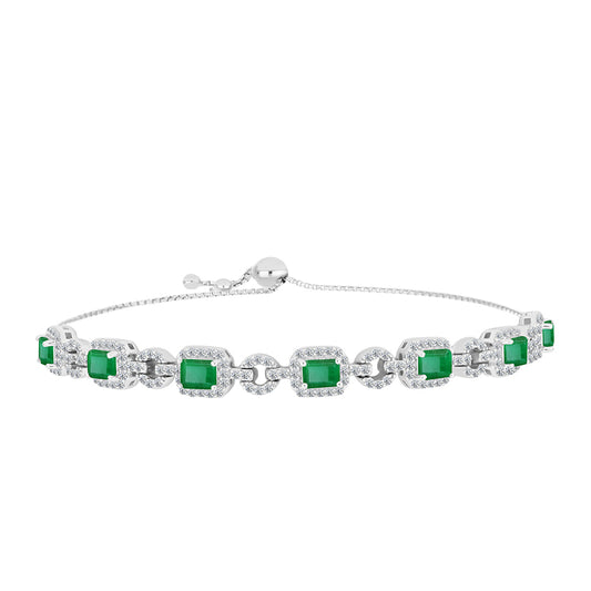 Brățară din Argint 925 ( 9.02 grame ) cu Smarald Brazilian și Topaz Alb 4.44 Carate