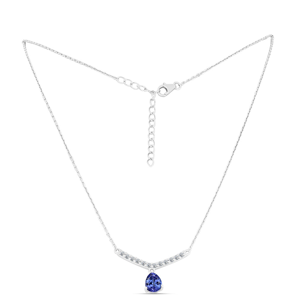 Colier din Argint 925 ( 3.57 grame ) cu Tanzanit și Topaz Alb 1.52 Carate 1 