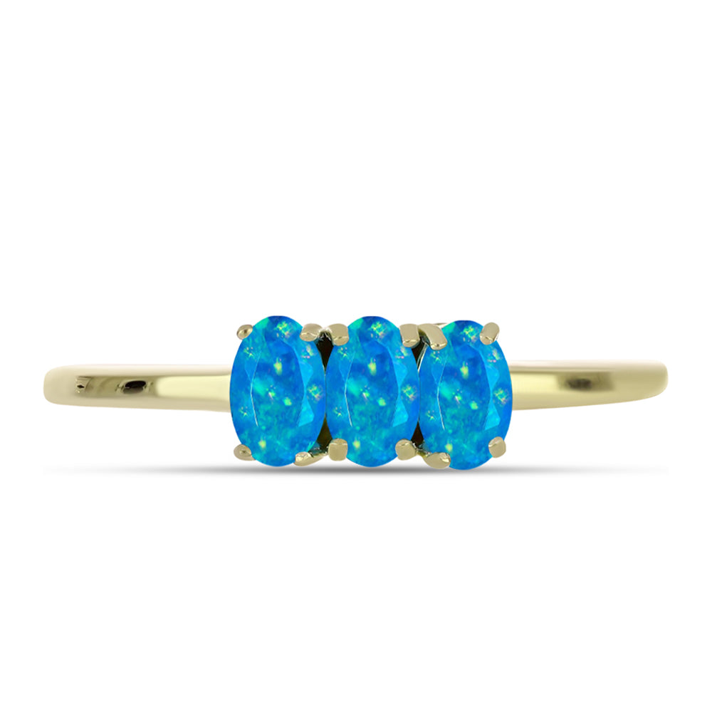 Inel din Argint 925 Placat cu Aur ( 1.56 grame ) cu Opal Albastru Etiopian Paraiba 0.46 Carate