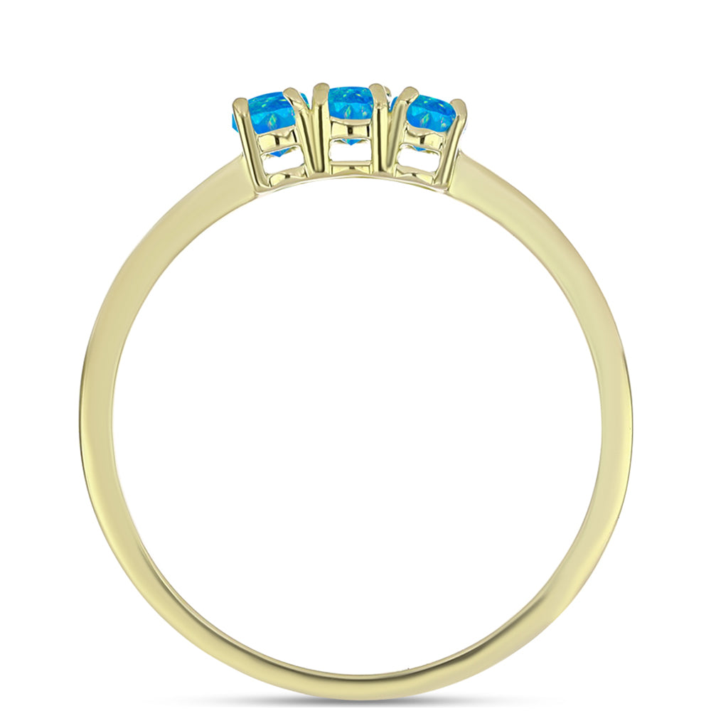 Inel din Argint 925 Placat cu Aur ( 1.56 grame ) cu Opal Albastru Etiopian Paraiba 0.46 Carate 2 