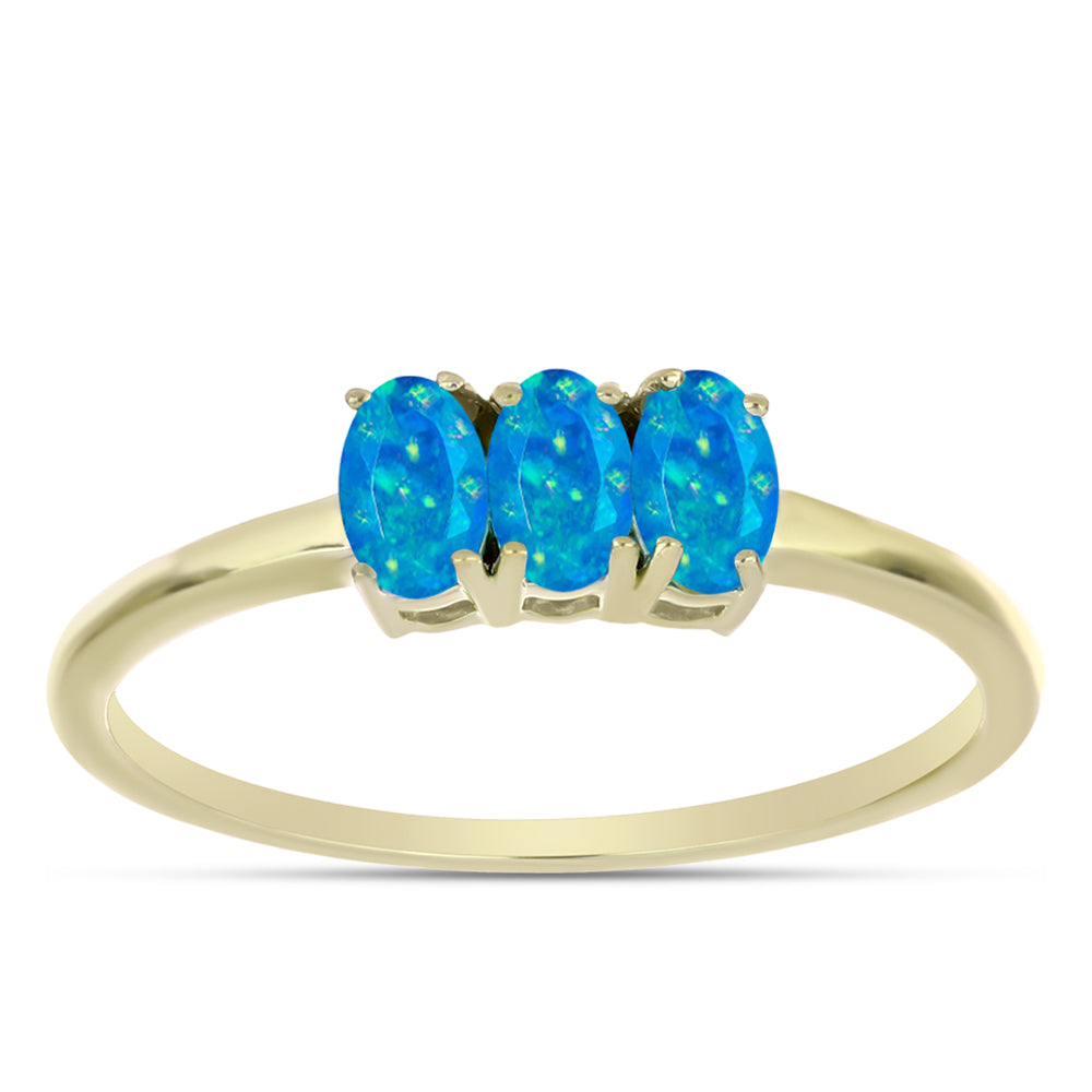 Inel din Argint 925 Placat cu Aur ( 1.56 grame ) cu Opal Albastru Etiopian Paraiba 0.46 Carate 3 