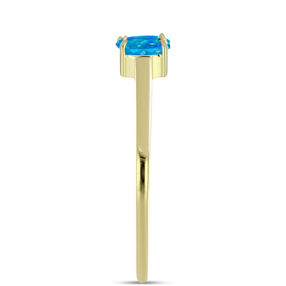Inel din Argint 925 Placat cu Aur ( 1.56 grame ) cu Opal Albastru Etiopian Paraiba 0.46 Carate