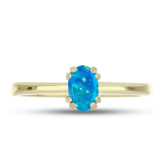 Inel din Argint 925 Placat cu Aur ( 1.73 grame ) cu Opal Albastru Etiopian Paraiba 0.26 Carate