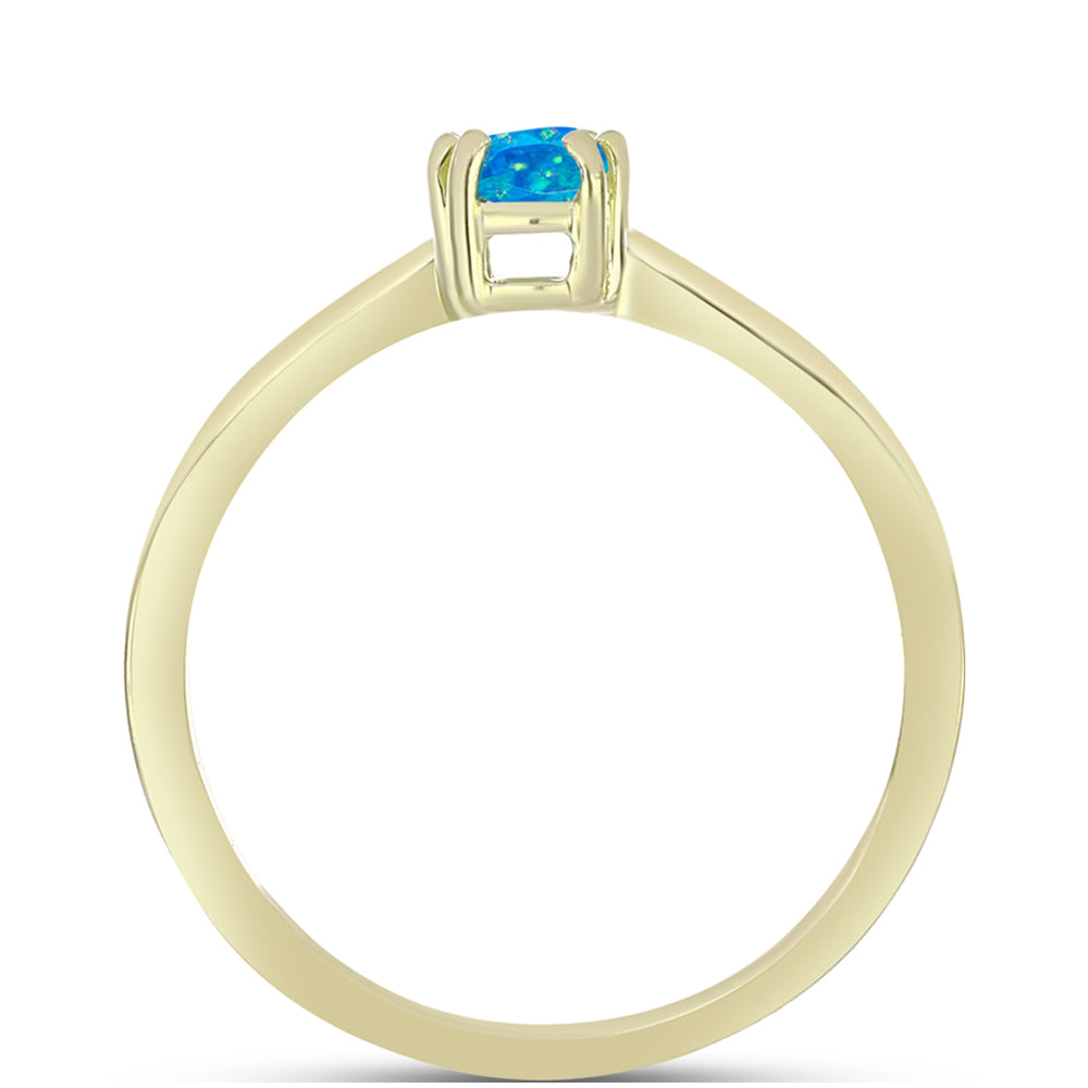 Inel din Argint 925 Placat cu Aur ( 1.73 grame ) cu Opal Albastru Etiopian Paraiba 0.26 Carate 2 