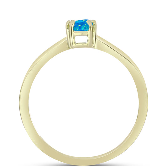 Inel din Argint 925 Placat cu Aur ( 1.73 grame ) cu Opal Albastru Etiopian Paraiba 0.26 Carate