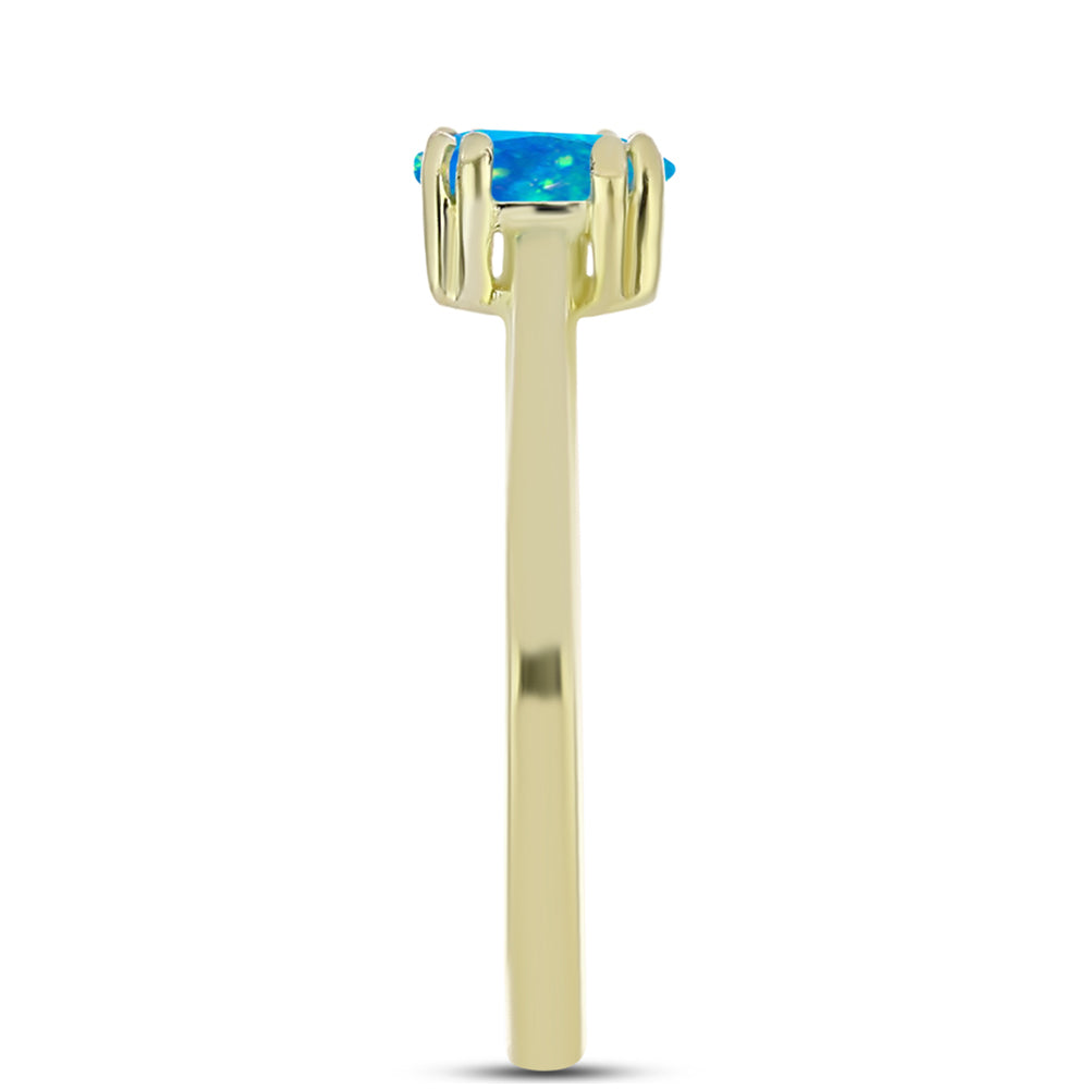 Inel din Argint 925 Placat cu Aur ( 1.73 grame ) cu Opal Albastru Etiopian Paraiba 0.26 Carate
