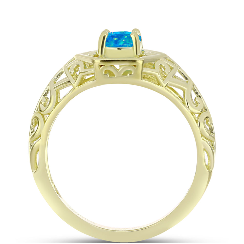 Inel din Argint 925 Placat cu Aur ( 2.83 grame ) cu Opal Albastru Etiopian Paraiba 0.47 Carate