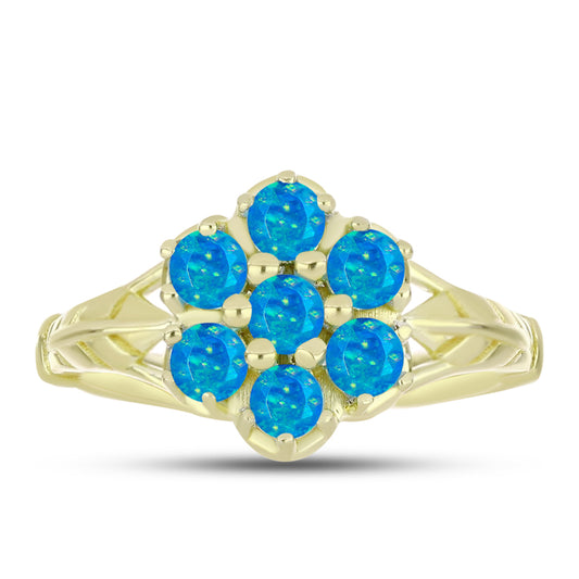 Inel din Argint 925 Placat cu Aur ( 3.13 grame ) cu Opal Albastru Etiopian Paraiba 0.45 Carate