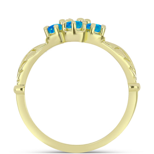 Inel din Argint 925 Placat cu Aur ( 3.13 grame ) cu Opal Albastru Etiopian Paraiba 0.45 Carate