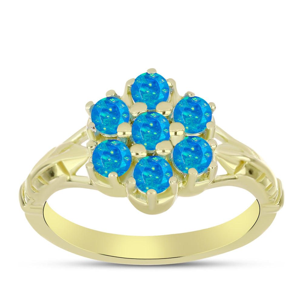 Inel din Argint 925 Placat cu Aur ( 3.13 grame ) cu Opal Albastru Etiopian Paraiba 0.45 Carate 3 
