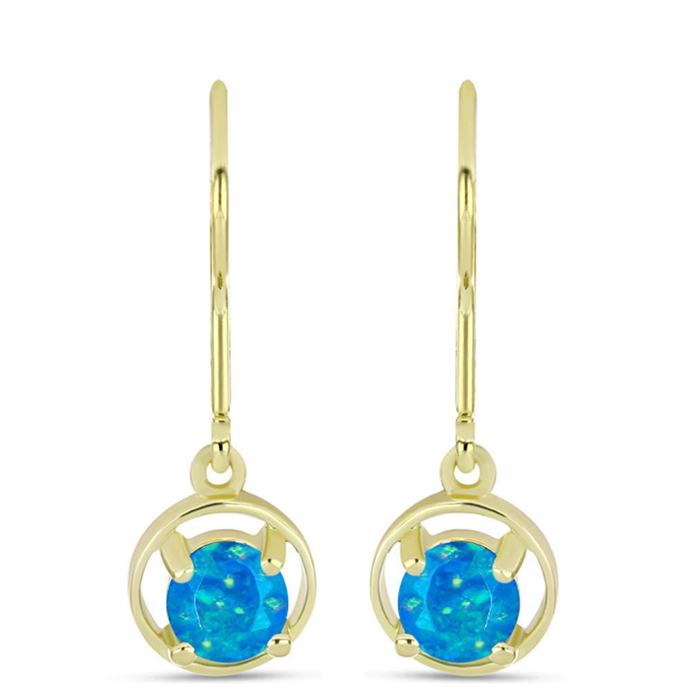 Cercei din Argint 925 Placat cu Aur ( 1.67 grame ) cu Opal Albastru Etiopian Paraiba 0.59 Carate