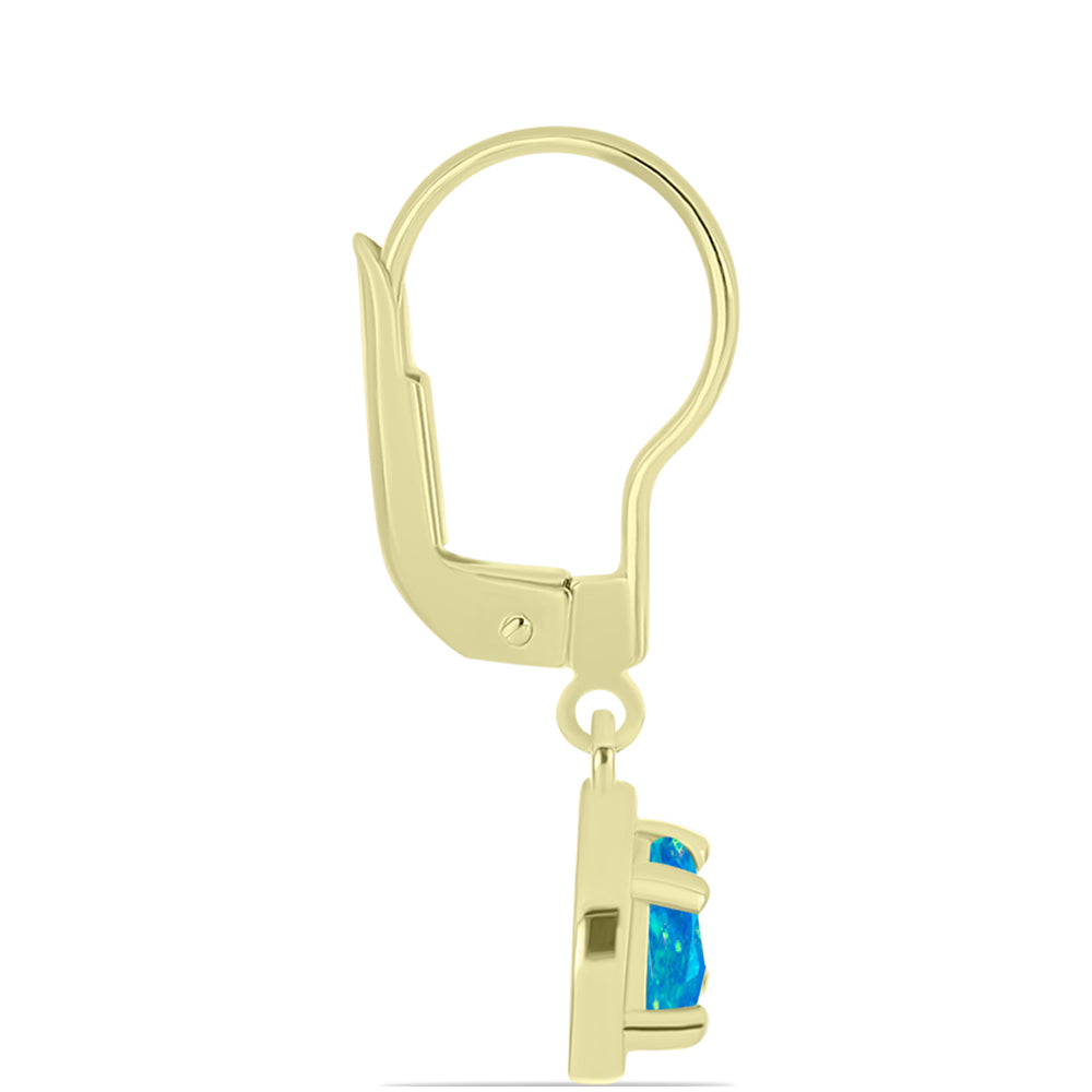 Cercei din Argint 925 Placat cu Aur ( 1.67 grame ) cu Opal Albastru Etiopian Paraiba 0.59 Carate 2 