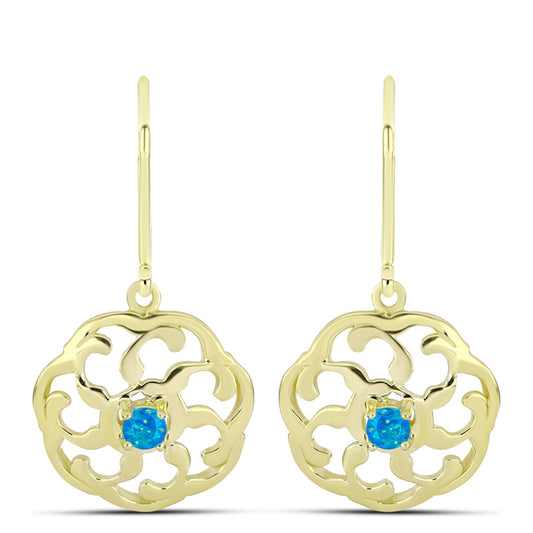 Cercei din Argint 925 Placat cu Aur ( 3.71 grame ) cu Opal Albastru Etiopian Paraiba 0.13 Carate