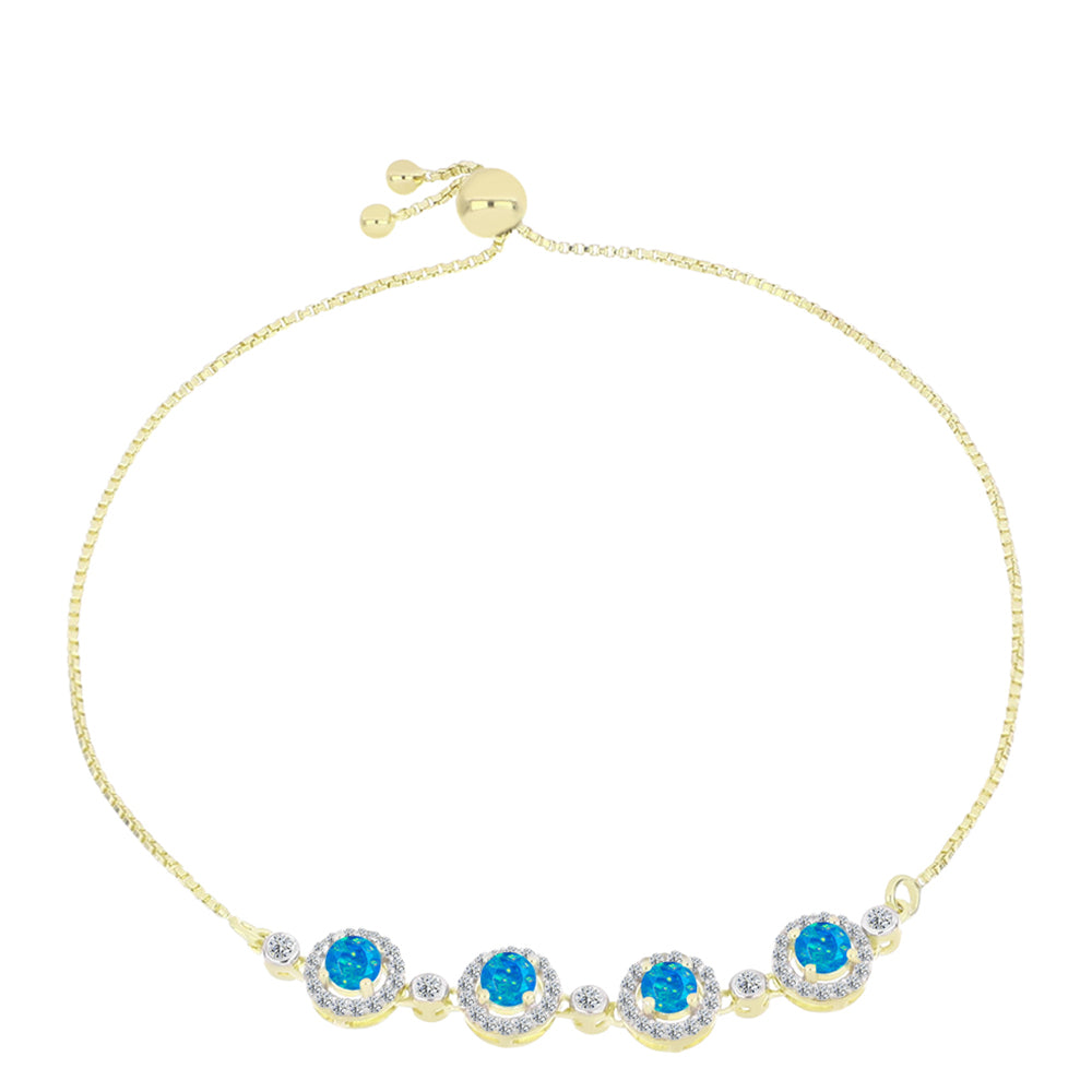 Brățară din Argint 925 Placat cu Aur ( 4.12 grame ) cu Opal Albastru Etiopian Paraiba și Topaz Alb 1.27 Carate