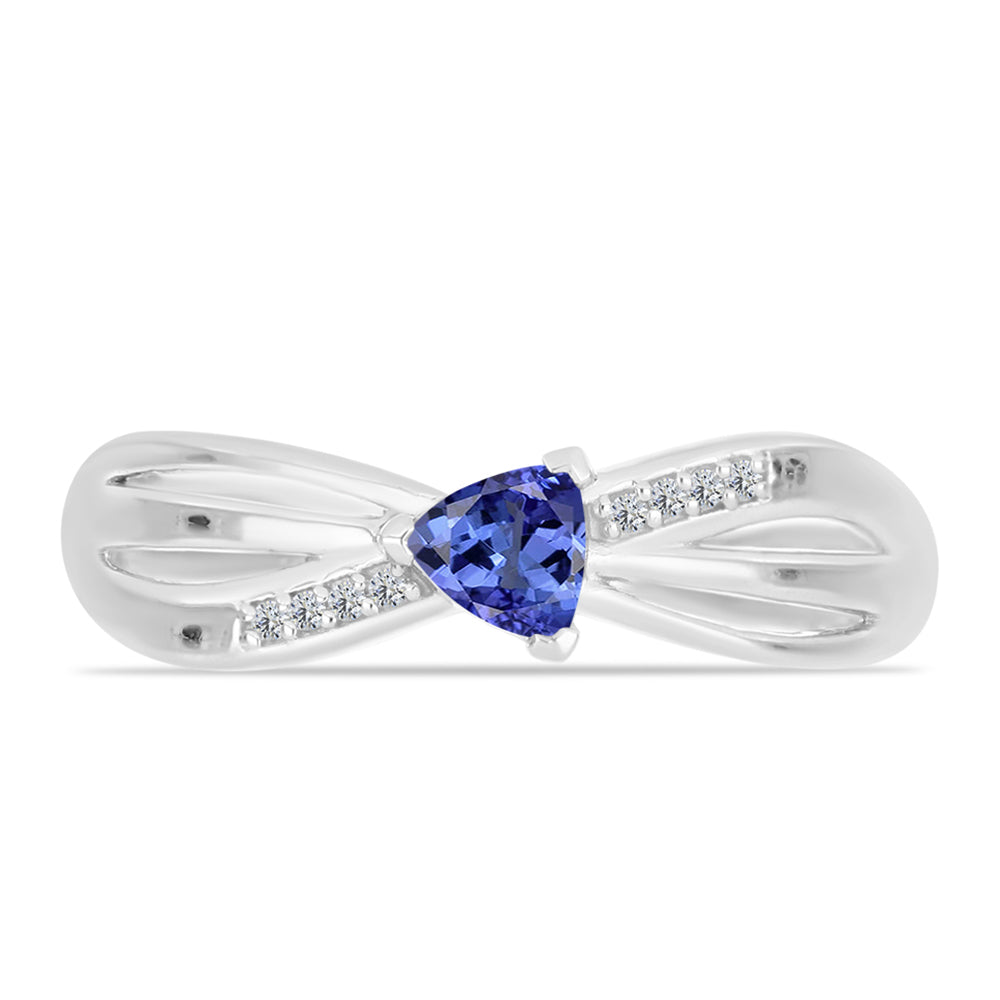 Inel din Argint 925 ( 3.2 grame ) cu Tanzanit și Topaz Alb 0.43 Carate 1 