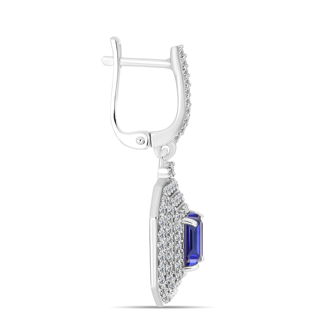 Cercei din Argint 925 ( 7.32 grame ) cu Tanzanit și Topaz Alb 4.07 Carate 2 