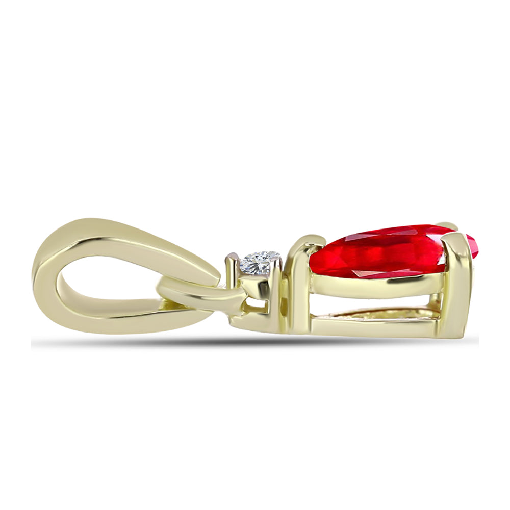 Pandantiv din Argint 925 Placat cu Aur ( 0.42 grame ) cu Agat Roșu și Topaz Alb 0.35 Carate 2 