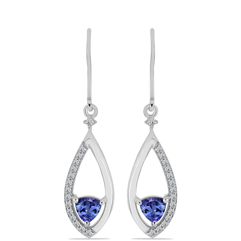Cercei din Argint 925 ( 3.53 grame ) cu Tanzanit și Topaz Alb 1.13 Carate 1 