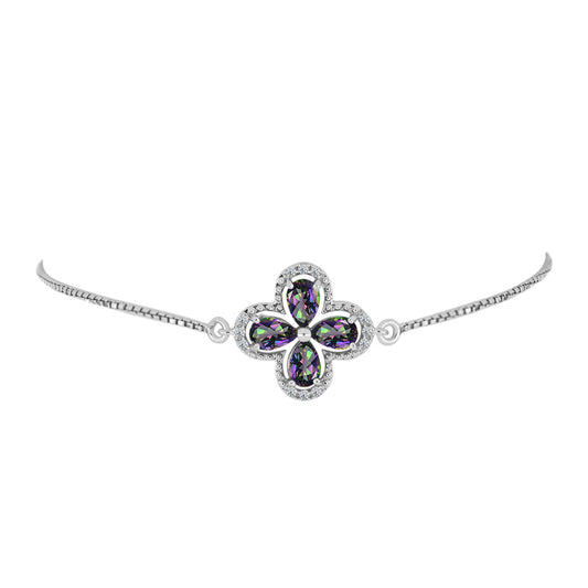 Brățară din Argint 925 ( 3.54 grame ) cu Topaz Mistic și Topaz Alb 1.46 Carate