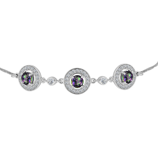Brățară din Argint 925 ( 4.84 grame ) cu Topaz Mistic și Topaz Alb 2.16 Carate