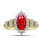 Inel din Argint 925 Placat cu Aur ( 3.47 grame ) cu Agat Roșu și Zircon Alb 1.55 Carate