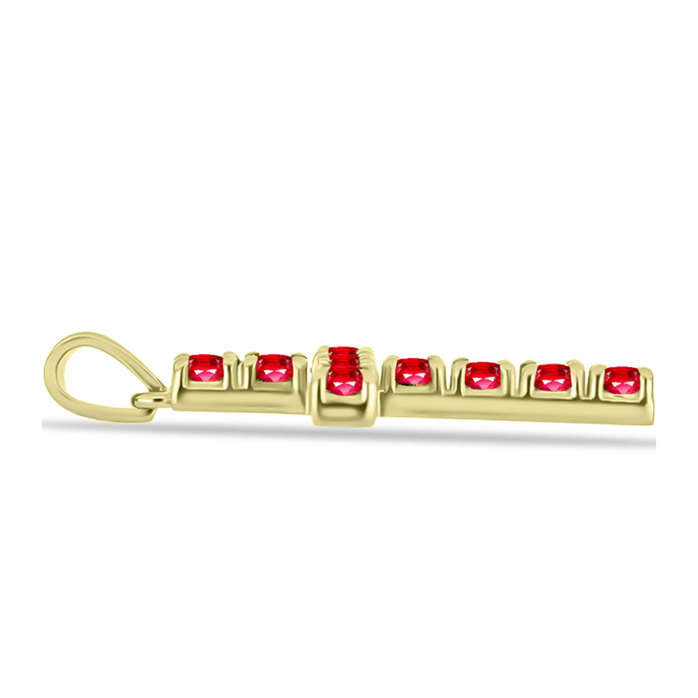 Cruce Pandantiv din Argint 925 Placat cu Aur ( 2.11 grame ) cu Agat Roșu 1.04 Carate 2 