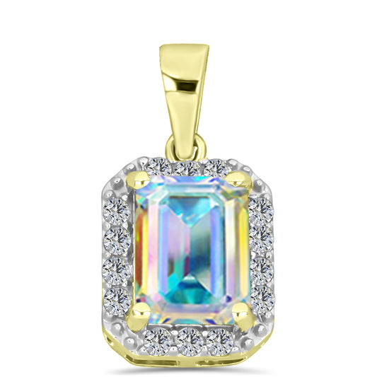 Pandantiv din Argint 925 Placat cu Aur ( 1.15 grame ) cu Moissanit de Gheață și Topaz Alb 1.86 Carate