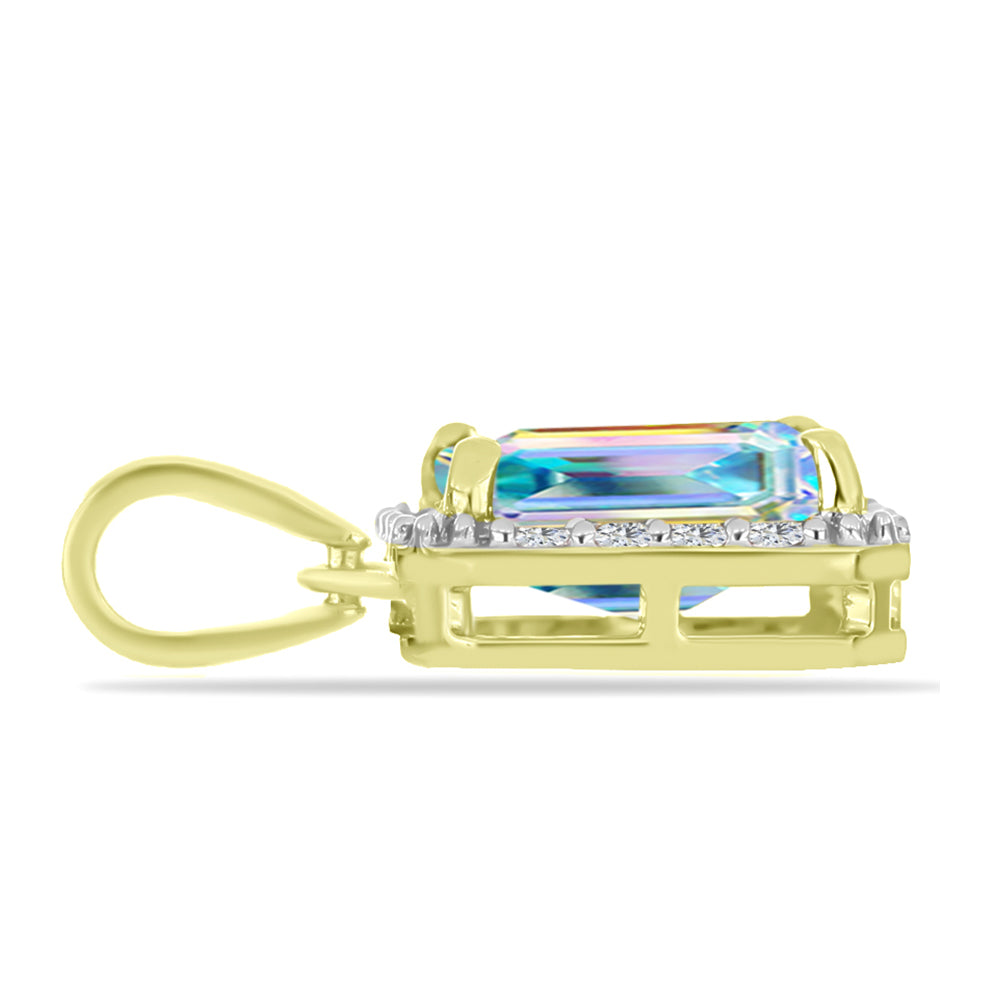 Pandantiv din Argint 925 Placat cu Aur ( 1.15 grame ) cu Moissanit de Gheață și Topaz Alb 1.86 Carate 2 