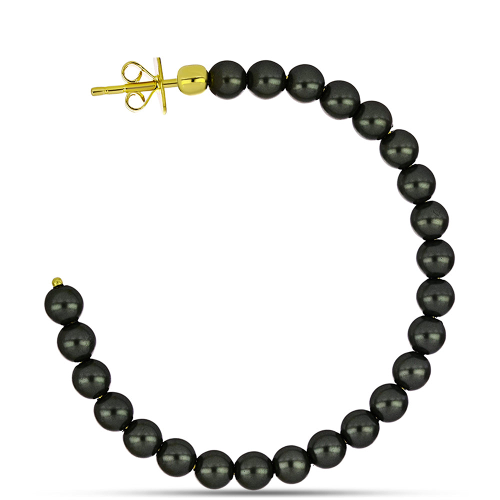 Cercei din Argint 925 Placat cu Aur ( 1.8 grame ) cu Perlă De apă Dulce cu Efect "Verde Tahitian" 20.88 Carate 1 