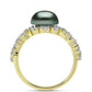Inel din Argint 925 Placat cu Aur ( 2.3 grame ) cu Perlă De apă Dulce cu Efect "Verde Tahitian" și Topaz Alb 2.63 Carate