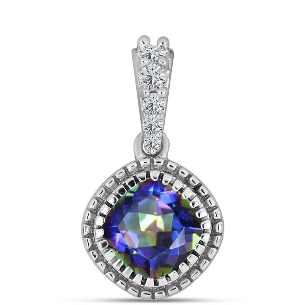 Pandantiv din Argint 925 ( 1.78 grame ) cu Topaz Mistic și Topaz Alb 0.93 Carate 1 