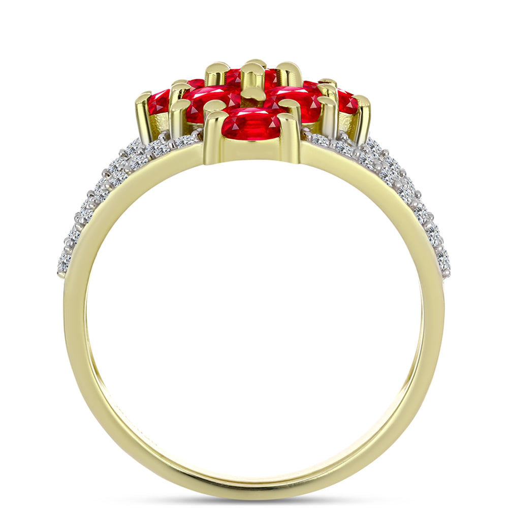 Inel din Argint 925 Placat cu Aur ( 4.98 grame ) cu Agat Roșu și Topaz Alb 2.7 Carate 2 
