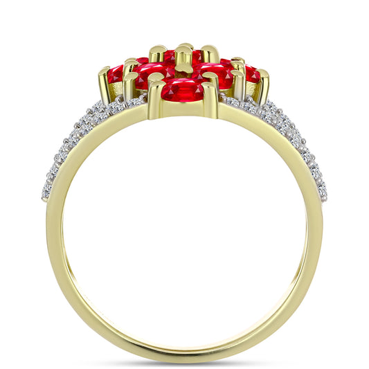Inel din Argint 925 Placat cu Aur ( 4.98 grame ) cu Agat Roșu și Topaz Alb 2.7 Carate