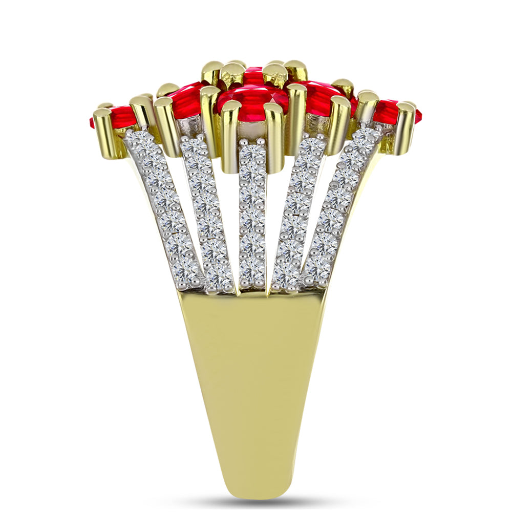 Inel din Argint 925 Placat cu Aur ( 4.98 grame ) cu Agat Roșu și Topaz Alb 2.7 Carate 4 
