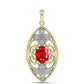 Pandantiv din Argint 925 Placat cu Aur ( 3.41 grame ) cu Agat Roșu și Topaz Alb 1.54 Carate