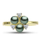 Inel din Argint 925 Placat cu Aur ( 2.43 grame ) cu Perlă De apă Dulce cu Efect "Verde Tahitian" și Topaz Alb 1.12 Carate