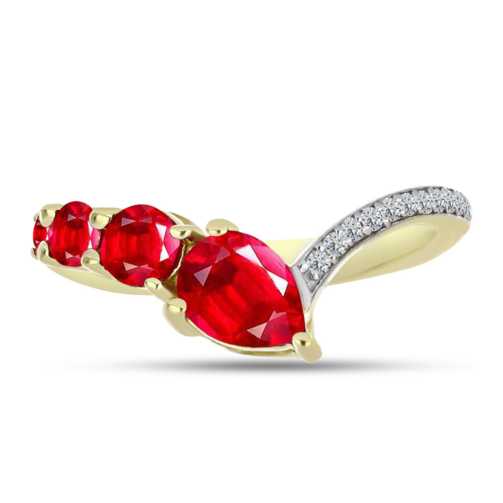 Inel din Argint 925 Placat cu Aur ( 2.31 grame ) cu Agat Roșu și Topaz Alb 0.99 Carate 1 