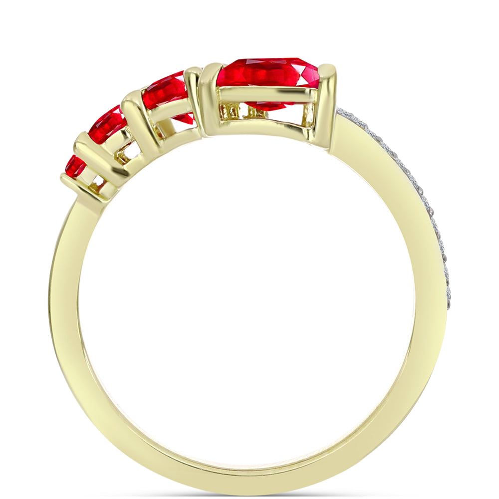 Inel din Argint 925 Placat cu Aur ( 2.31 grame ) cu Agat Roșu și Topaz Alb 0.99 Carate 2 