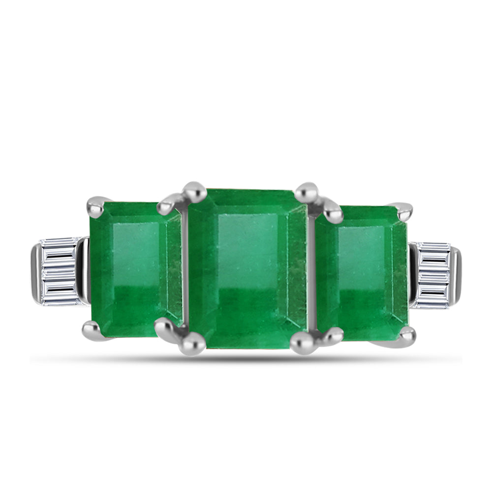 Inel din Argint 925 ( 2.28 grame ) cu Smarald Brazilian și Zircon Alb 2.37 Carate 1 