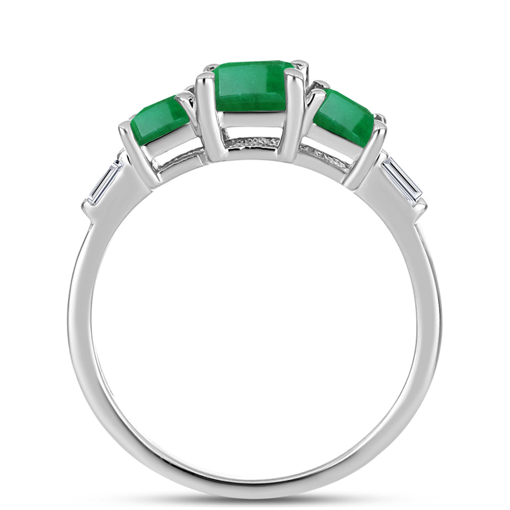 Inel din Argint 925 ( 2.28 grame ) cu Smarald Brazilian și Zircon Alb 2.37 Carate