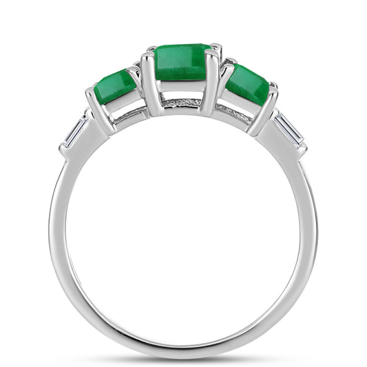 Inel din Argint 925 ( 2.28 grame ) cu Smarald Brazilian și Zircon Alb 2.37 Carate
