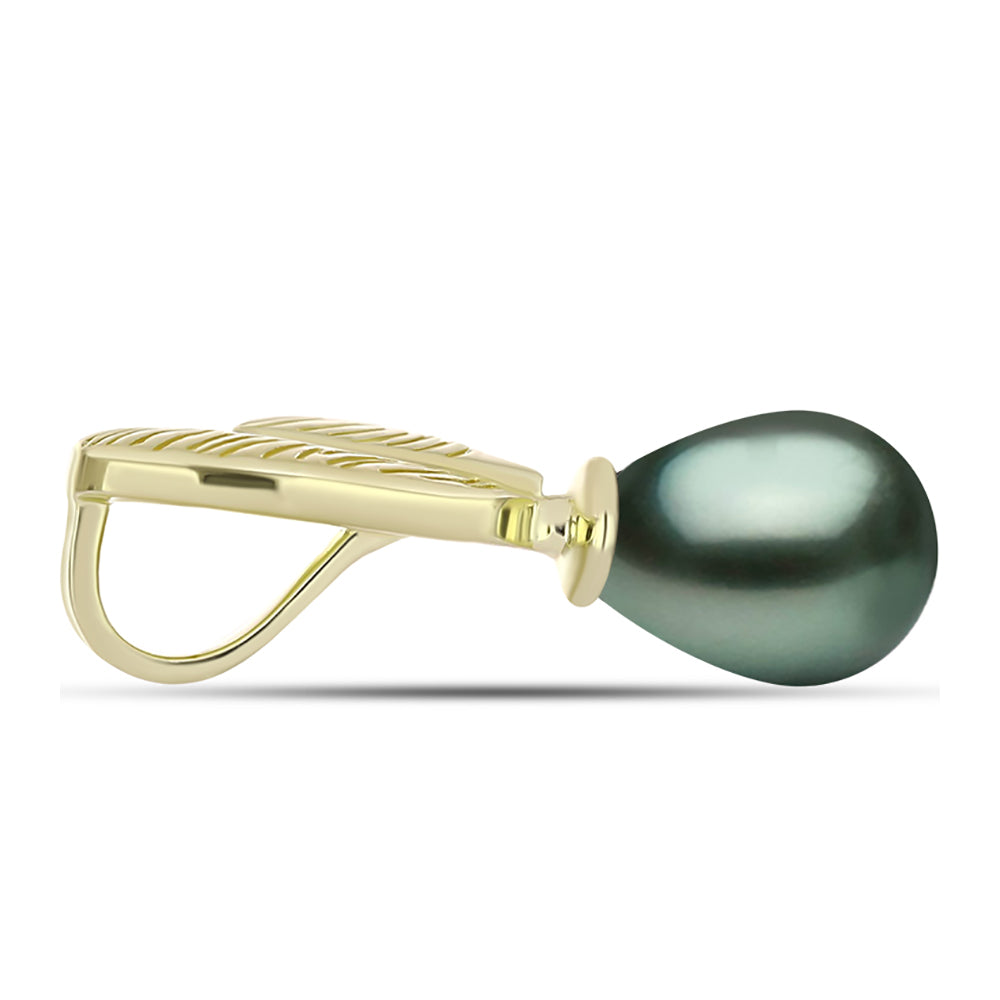 Pandantiv din Argint 925 Placat cu Aur ( 2.58 grame ) cu Perlă De apă Dulce cu Efect "Verde Tahitian" 5 Carate 2 