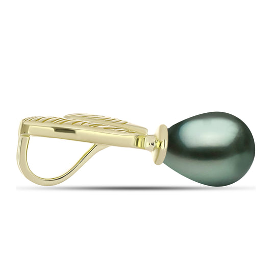 Pandantiv din Argint 925 Placat cu Aur ( 2.58 grame ) cu Perlă De apă Dulce cu Efect "Verde Tahitian" 5 Carate