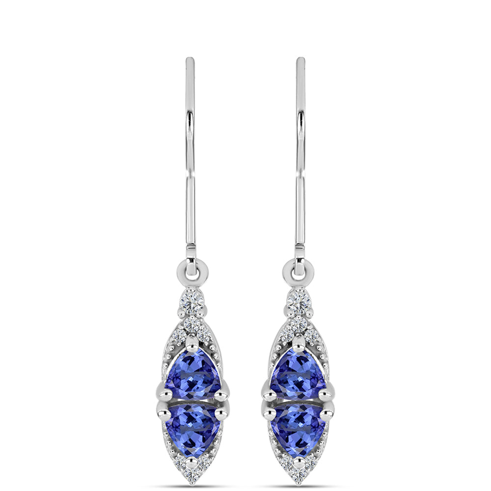 Cercei din Argint 925 ( 2.76 grame ) cu Tanzanit și Topaz Alb 1.29 Carate