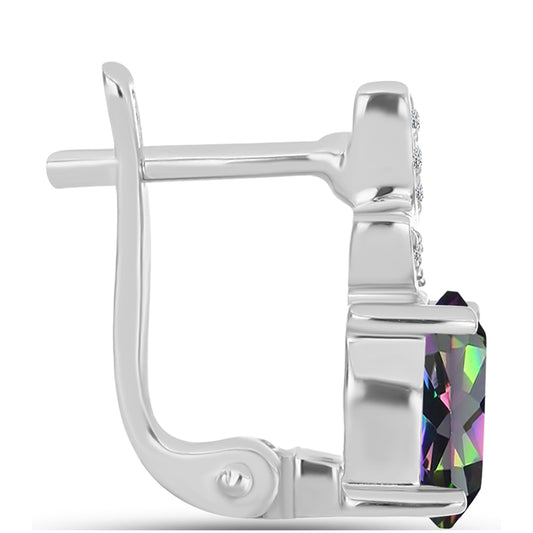 Cercei din Argint 925 ( 4.14 grame ) cu Topaz Mistic și Topaz Alb 2.49 Carate