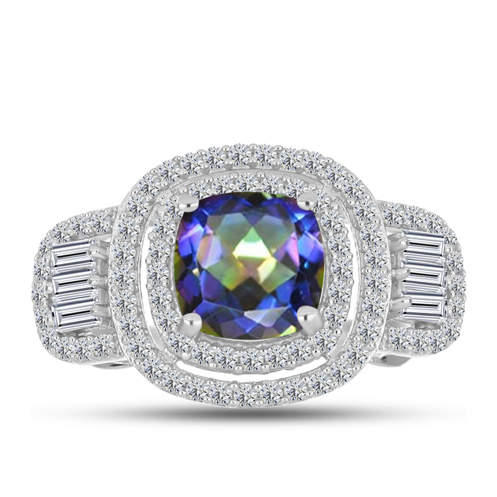 Inel din Argint 925 ( 4.06 grame ) cu Topaz Mistic și Zircon Alb 3.18 Carate 1 